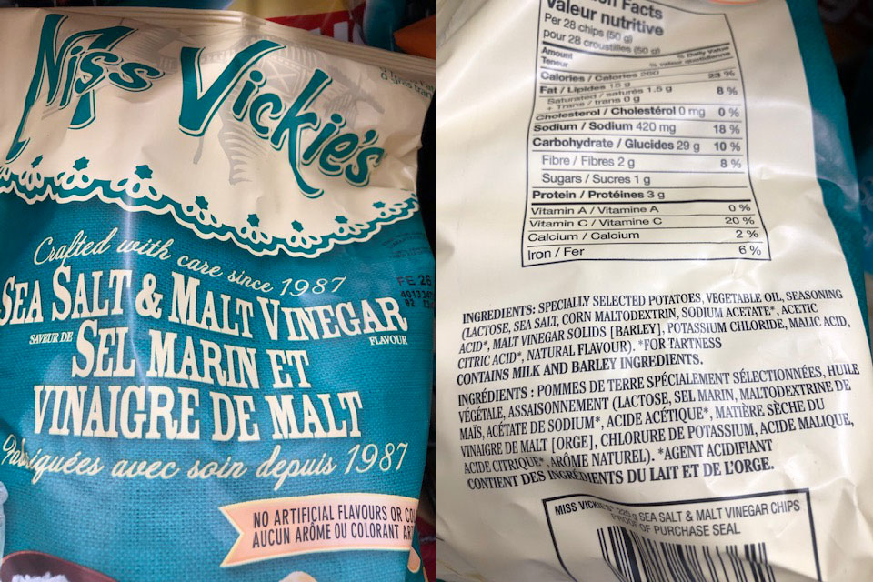 Miss Vickies Sea Salt and Malt Vinegar Chips contain gluten